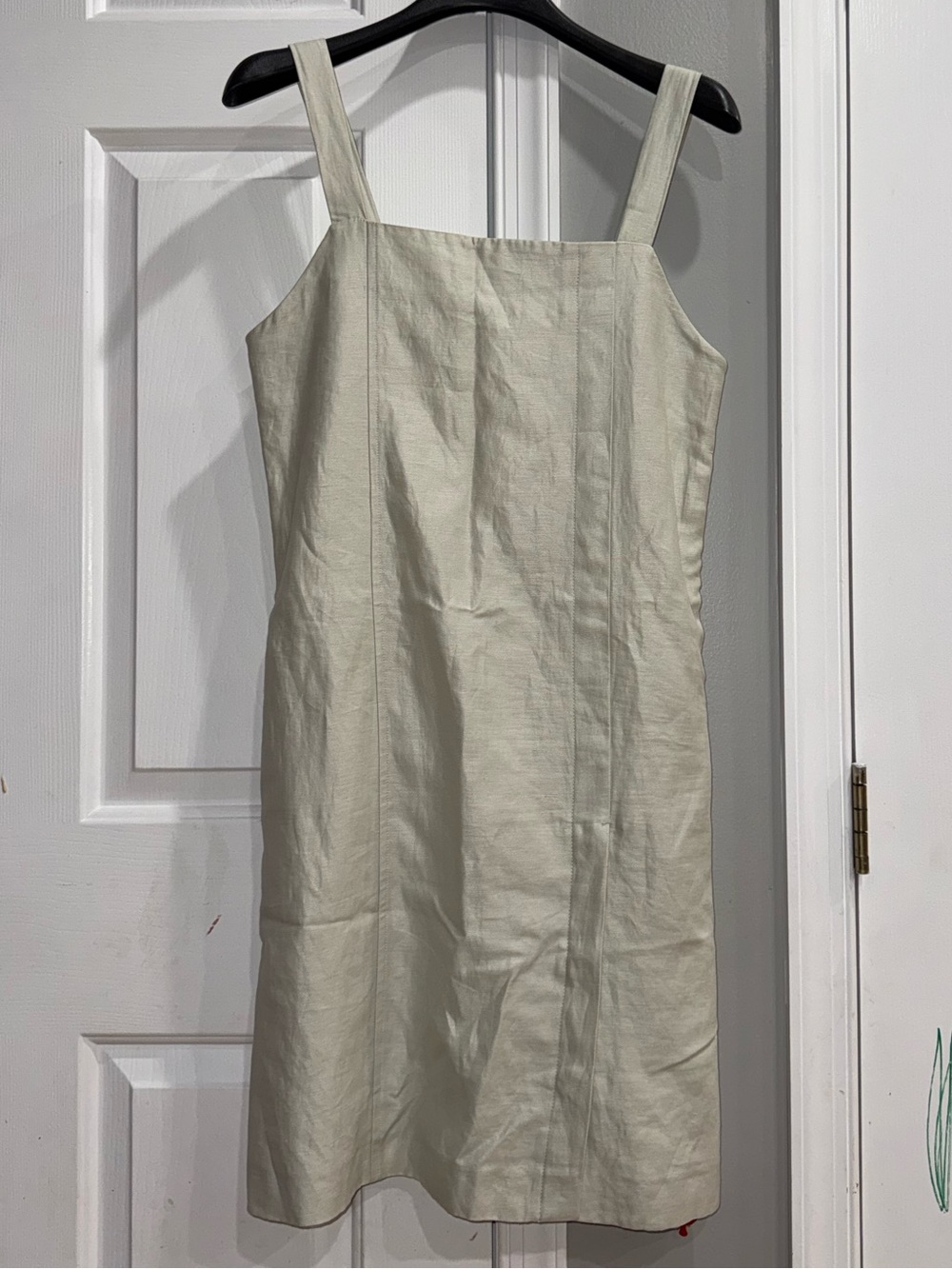 Sleeveless Mini Square-Neck Dress in Light Cream
